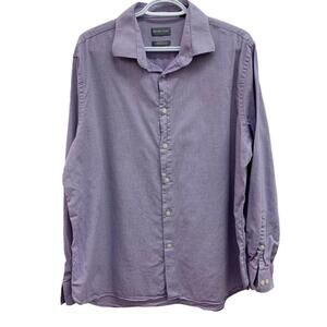 Michael Kors Mens Purple Micro Check Slim Fit Long Sleeve Button Up Shirt XL​​